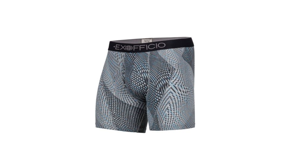 ExOfficio Give-N-Go Sport Mesh Print 6 Inch Boxer Brief Mens, Dk Pebble Diagonal, M, 12453043-7310-M