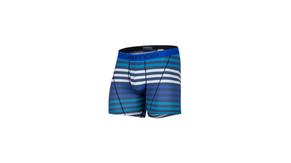 ExOfficio Give-N-Go Sport Mesh Print 6 Inch Boxer Brief Mens, Navy Large Stripe, M, 12453043-7324-M