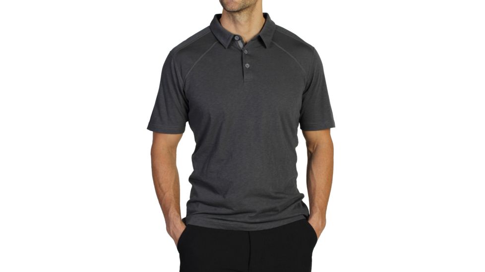 ExOfficio JavaTech Polo Short Sleeve Shirt - Men's -Dk Pebble-Medium