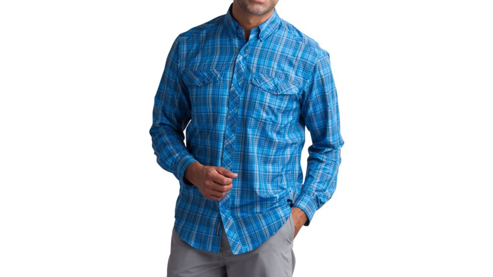 ExOfficio Minimo Plaid Long Sleeve Shirt - Men's -Navy-Large