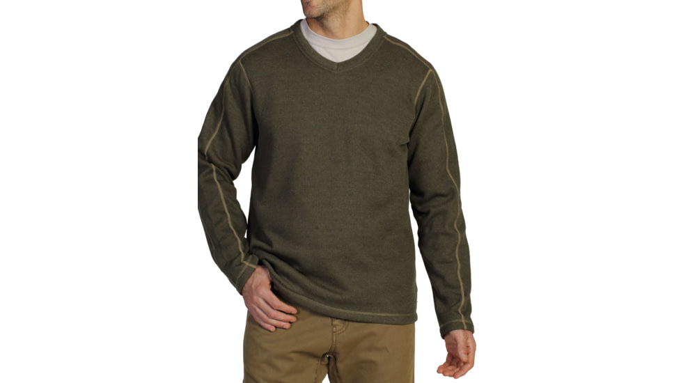 Ruvido V Neck Sweater - Mens -Loden-X-Large