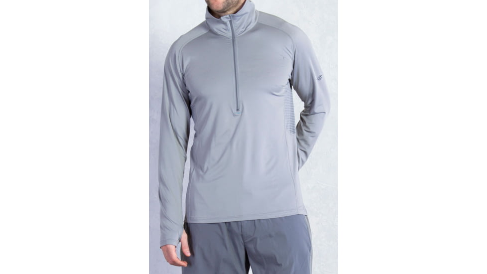 Sol Cool Long Sleeve Half Zip - Mens-Cement-Large
