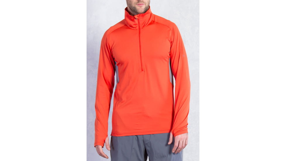 Sol Cool Long Sleeve Half Zip - Mens-Fire Opal-Large