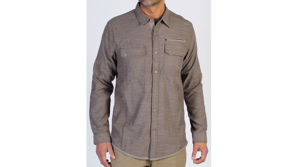 Tivoli Chambray Long Sleeve Shirt - Mens -Coffee-Medium