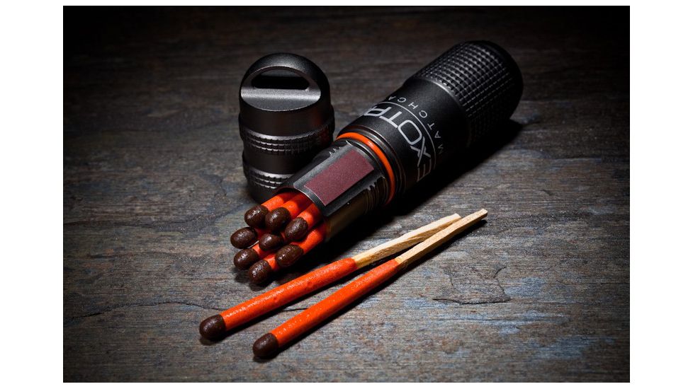 Exotac MATCHCAP Survival Match Case and Striker, Textured Aluminum ET1003BLK