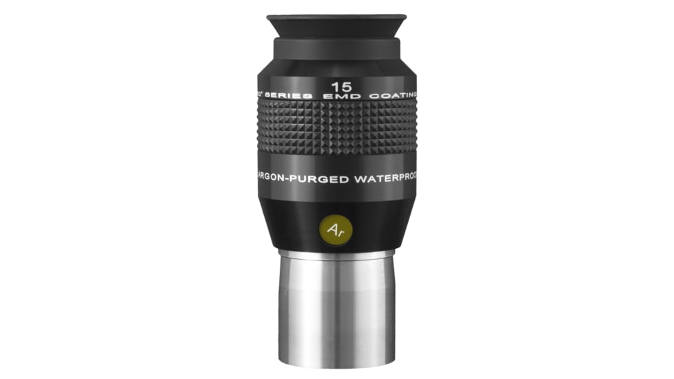 Explore Scientific 15 mm 52 Degrees Series Waterproof Eyepiece, Black w/ white lettering, ES logo, EPWP5215-01