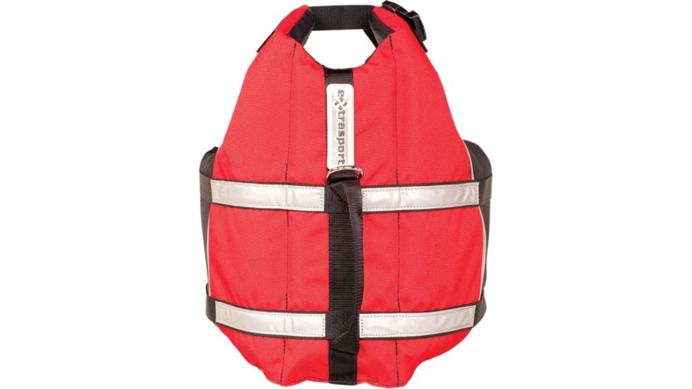 Extrasport Deluxe Dog PFD Life Vest, M Size, Red, Black 0710001188