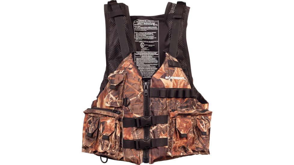 Extrasport Osprey Life Vest, XS , S Size for Adult, Ripstop Nylon, Camo 0310000179
