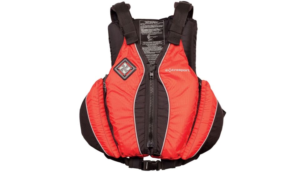 Extrasport Yucatan Life Vest, L , XL Size for Adult, Ripstop Nylon, Orange,Black 0310000162