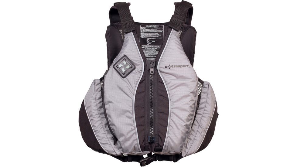 Extrasport Yucatan Life Vest, L , XL Size for Adult, Ripstop Nylon, Silver,Black 0310000165