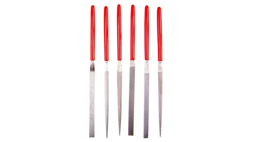 EZE-LAP 6 Fine File Set, Hand, Crossing, Barrette, Round Edge Joint, Slitting, Pippin, Red, 607F