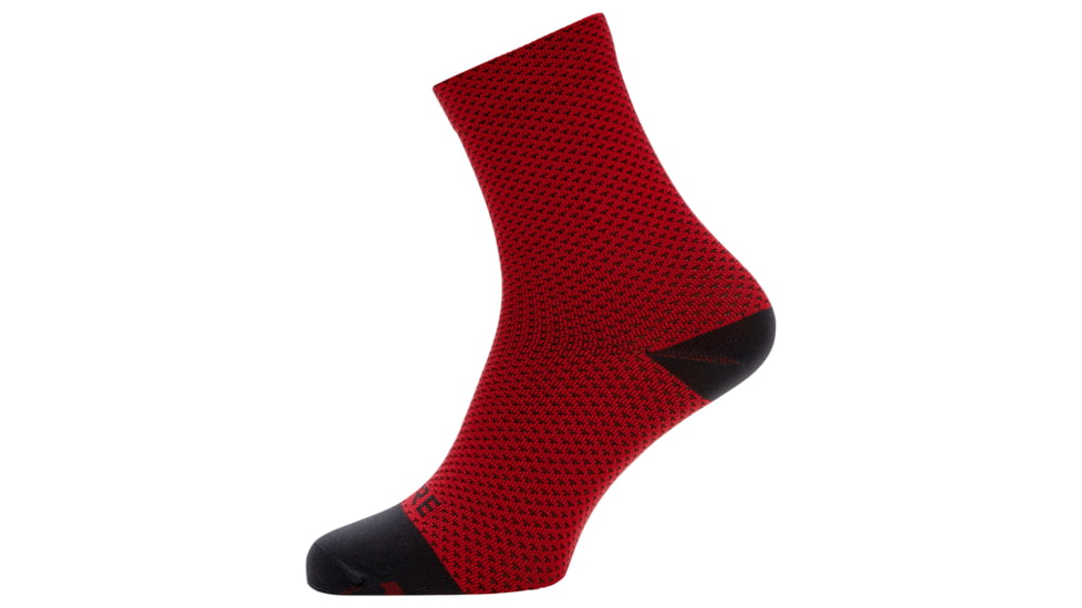 GOREWEAR C3 Dot Mid Socks in Red/Black 3.5-5 Moisture Wicking BDA89AA9, 100260-3599-S