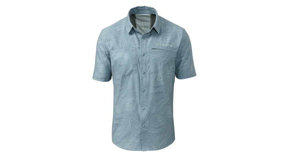 Kuiu Mesa Vented Short Sleeves Snap Shirt - Men's, Glacier Topo Print, 3XL, Polyester, Adult, Male, 7423762989214