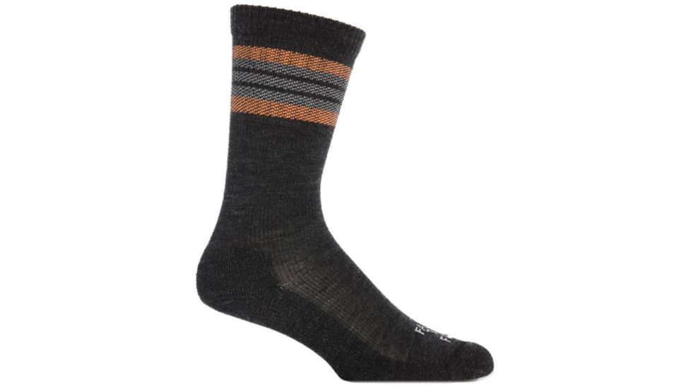 Farm To Feet Ballston Spa Striped Hiker Sock - Men's-Charcoal/Mango-Medium