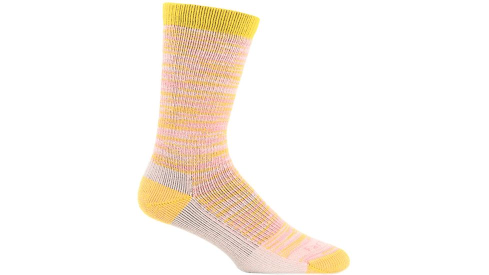 Farm To Feet Bend Stylized Traditional Hiker Sock - Womens-Lemon Curry/Blush-Medium
