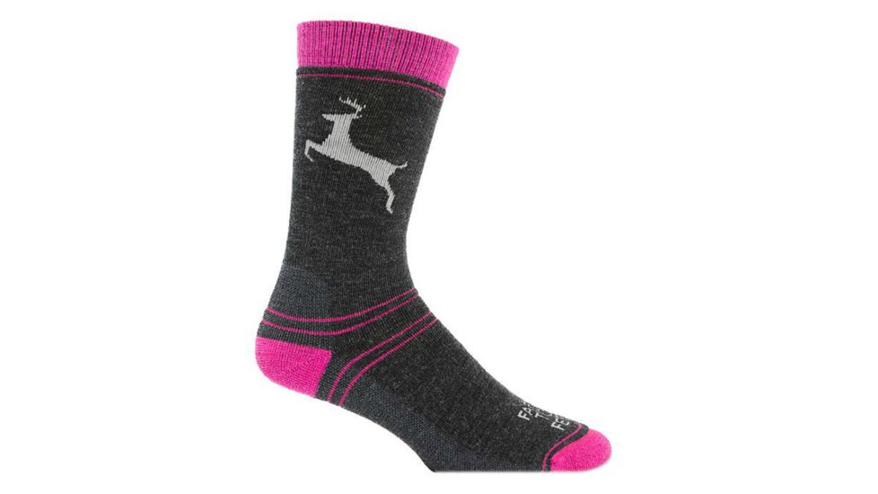 Farm To Feet Englewood Stag Sporting Sock - Womens-Charcoal/Berry-Large