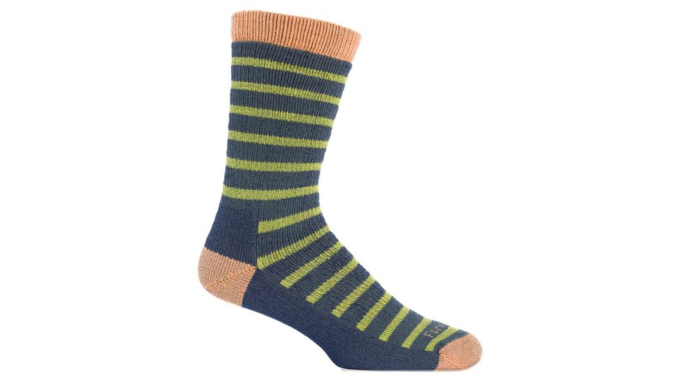 Farm To Feet Rock Springs Striped Traditional Hiker Sock - Men's-US Blue/Woodbine-X-Large