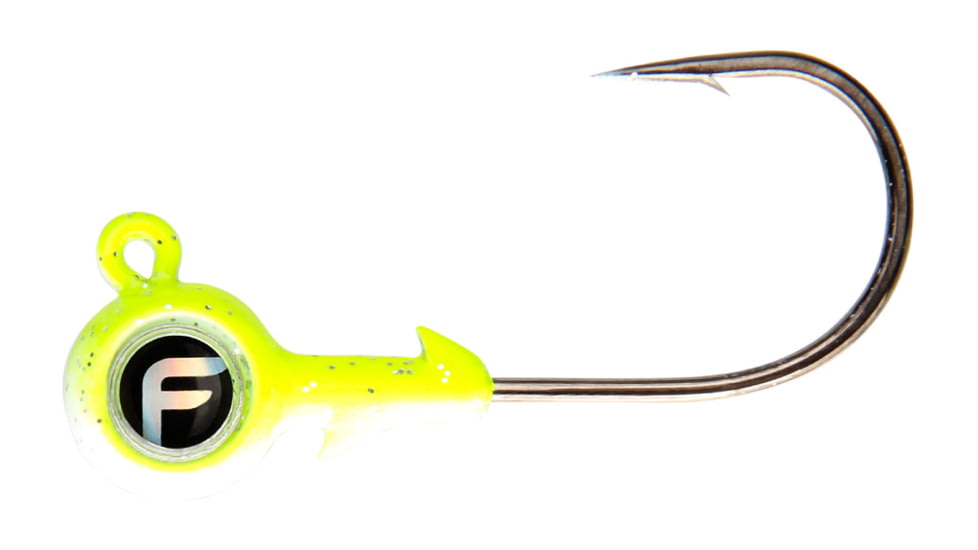 Fathom Bug Eye Jig Head 1/4oz Chartreuse, 4 pack, JH04-1/4-CHRT