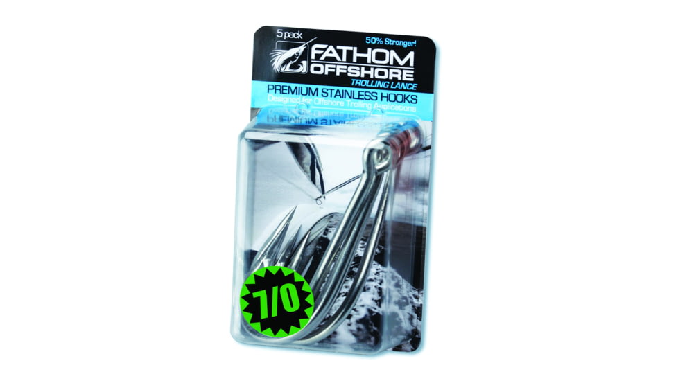 Fathom Trolling Lance SS Hooks, Size 7/0, 5 Per Pack, HP5-FATHSS-07/0
