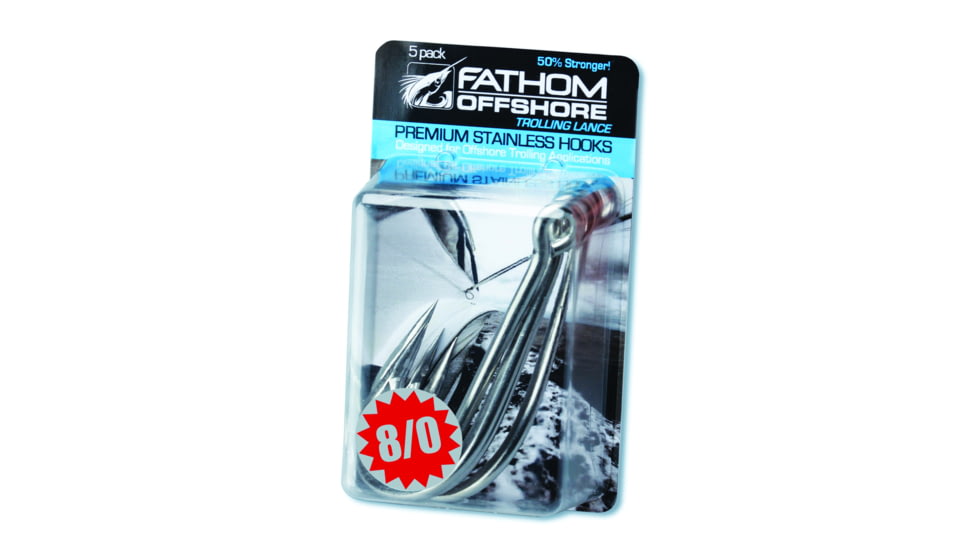 Fathom Trolling Lance SS Hooks, Size 8/0, 5 Per Pack, HP5-FATHSS-08/0
