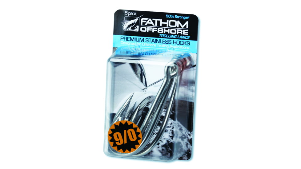 Fathom Trolling Lance SS Hooks, Size 9/0, 5 Per Pack, HP5-FATHSS-09/0