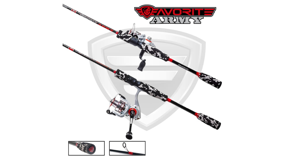 Favorite Fishing Army Spinning Combo, 6ft 6in, Medium, Black/Red, ARM662M10