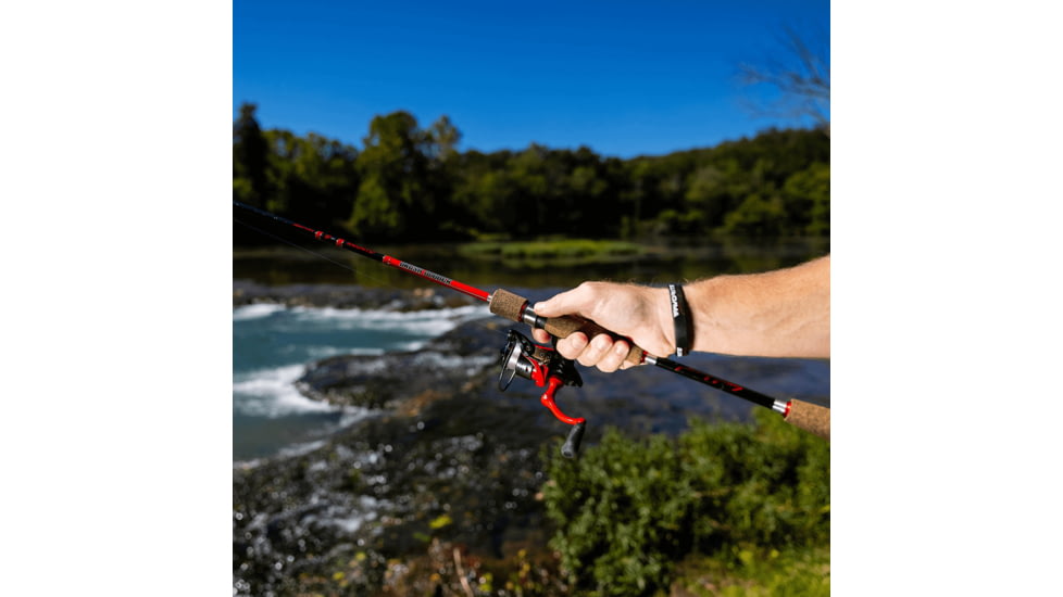 Favorite Fishing Brush Dobber Crappie Spinning Rod, 6ft 8in, Ultra Light, Red/Black, DBR-681UL