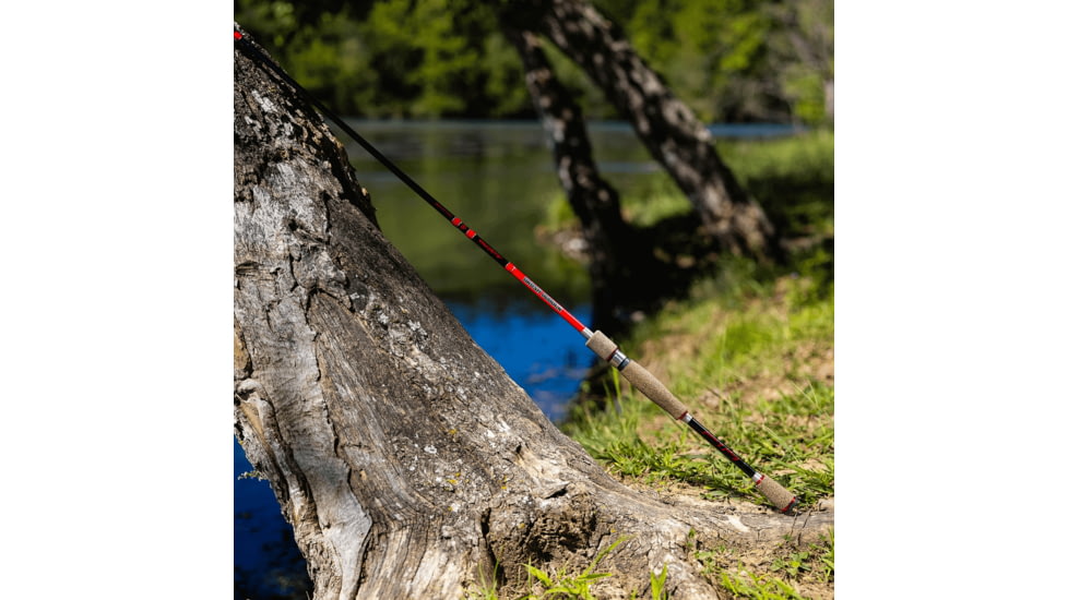 Favorite Fishing Brush Dobber Crappie Spinning Rod, 6ft 8in, Ultra Light, Red/Black, DBR-681UL