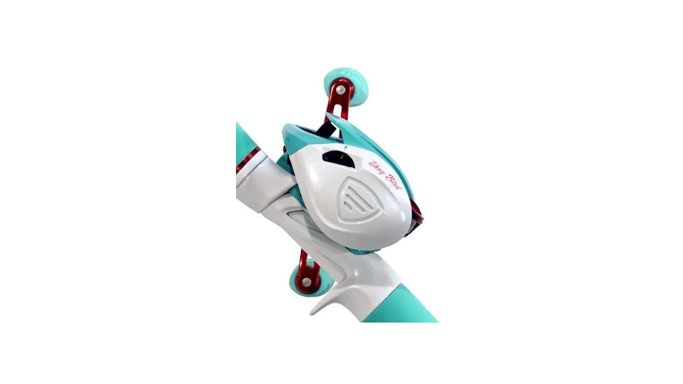 Favorite Fishing ShayBird Casting Reel Retail Packaging, 100, Left Hand, White/Teal, SBR100NGL-RTL