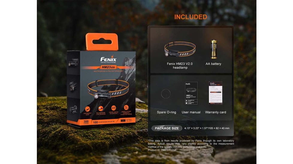 Fenix Lighting HM23 V2.0 300 Lumens Luminus SST20 LED Headlamp, Black, HM23V2BK