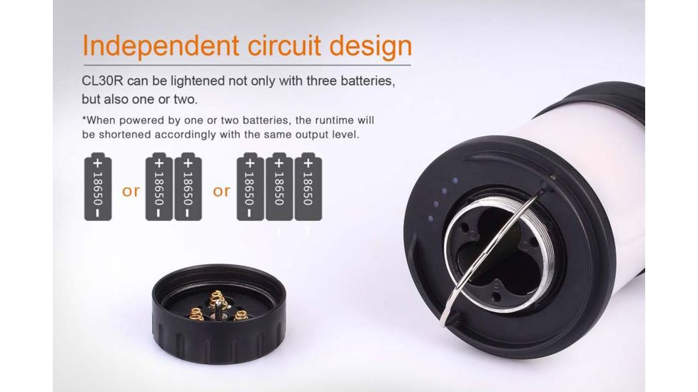 Fenix CL30R Rechargeable Camping Lantern, 650 Lumens, Clear/Black FENIX-CL30R