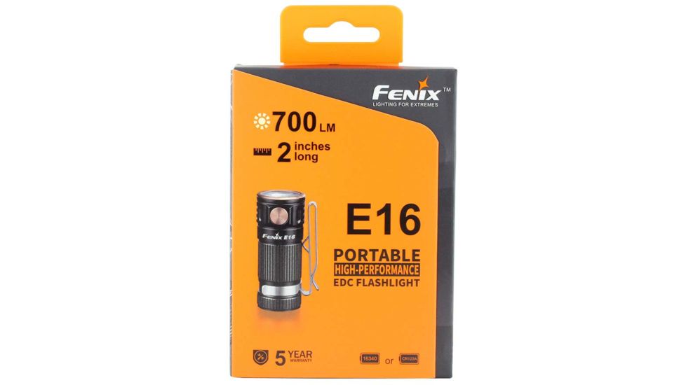Fenix E16 1 x CR123A/ RCR123A/ 16340 CREE XP-L HI EDC Flashlight, 700 Lumens, Black, E16