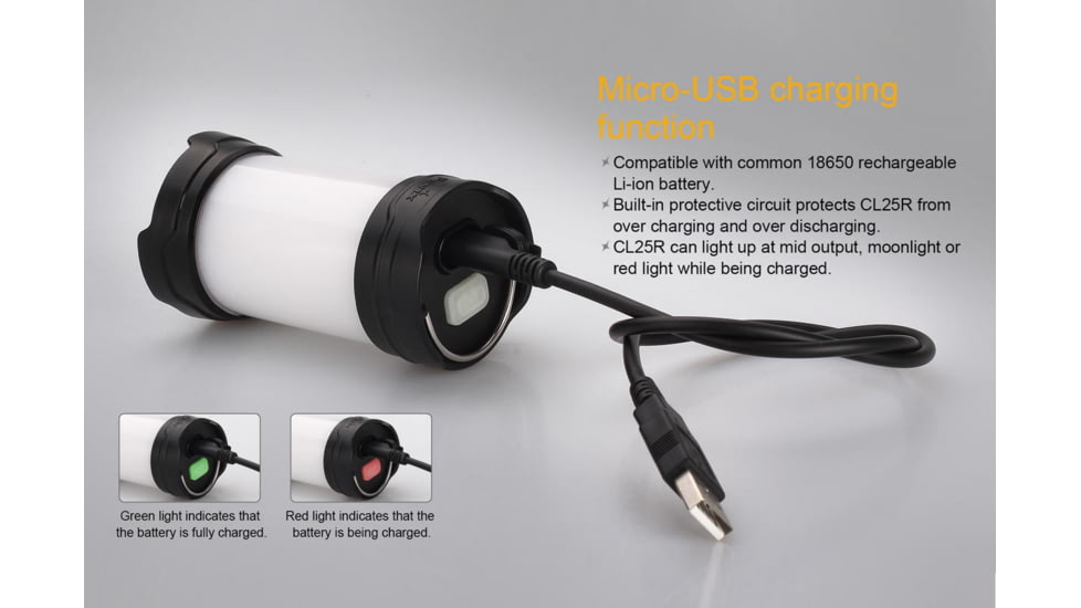 Fenix CL25R LED 350 Lumen Rechargeable Lantern, Black CL25RBK