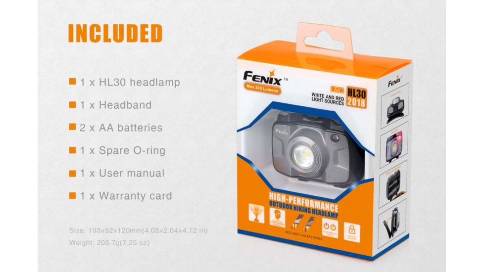 Fenix HL30 Headlamp w/ Battery, 300 Lumens, Blue HL30XPBL-B