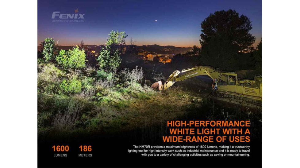 Fenix Lighting HM70R Lithium Ion 1600 Lumens Luminus SST40 LED, XP-G2 HE LED, 2835 LED Headlamp, Black, HM70RSBK