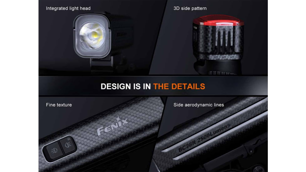 Fenix Lighting Fenix BC28R Rechargeable Lithium Ion 2500 Lumens LED Bike Light, Black, BC28RBCBK