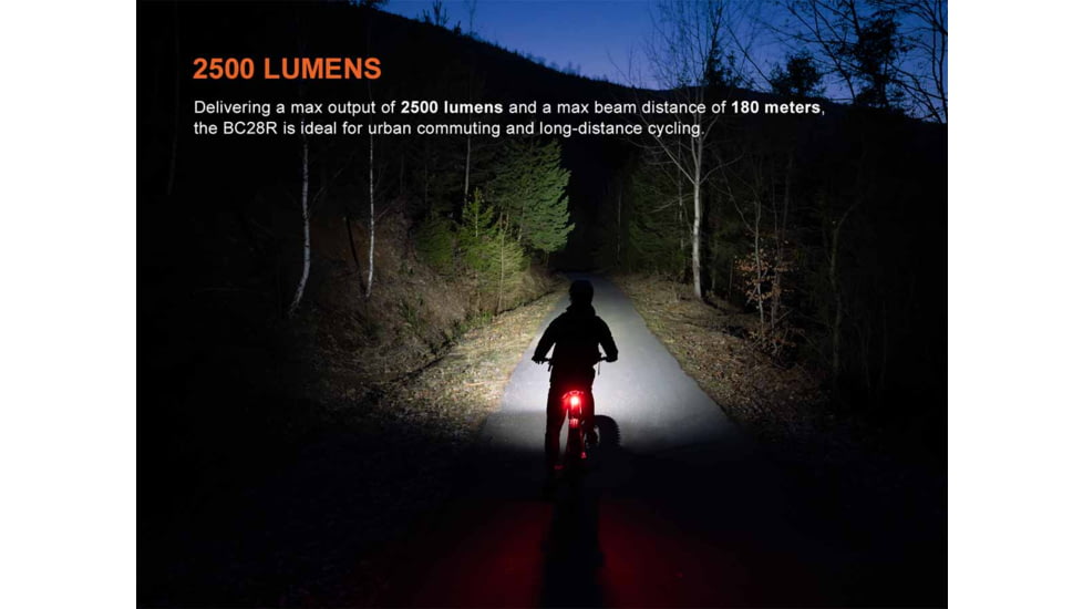 Fenix Lighting Fenix BC28R Rechargeable Lithium Ion 2500 Lumens LED Bike Light, Black, BC28RBCBK