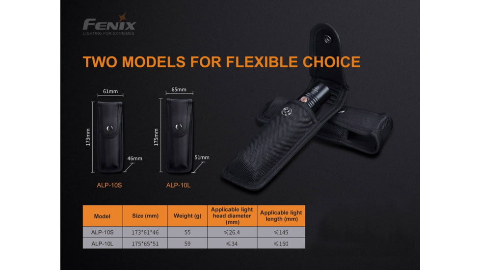 Fenix Lighting ALP-10L Flashlight Holster, Black, ALP-10L