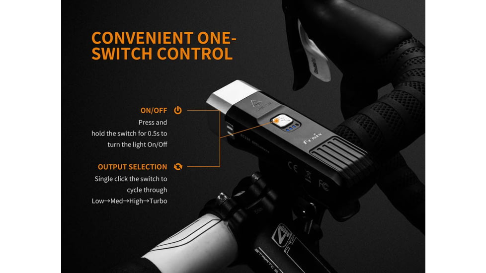 Fenix Lighting BC25R Lithium Ion 600 Lumens Bike Lights, Gray/Black, BC25XPBK