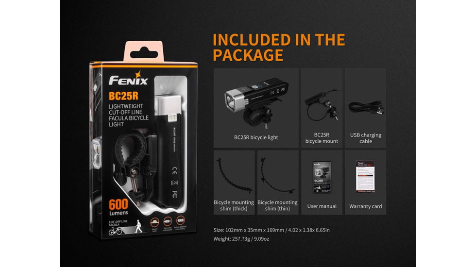 Fenix Lighting BC25R Lithium Ion 600 Lumens Bike Lights
