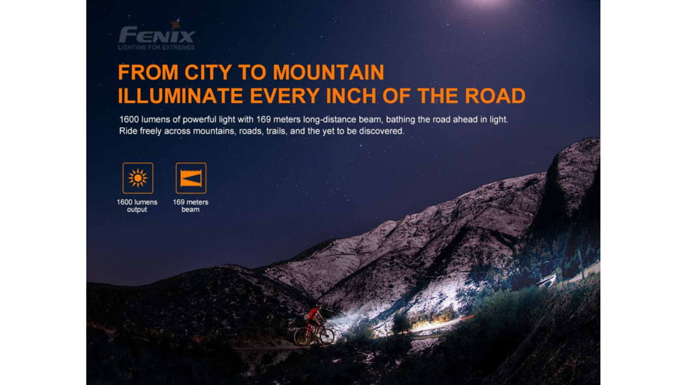 Fenix Lighting BC26R Lithium Ion 1600 Lumens Bike Lights, Black, BC26RXBK