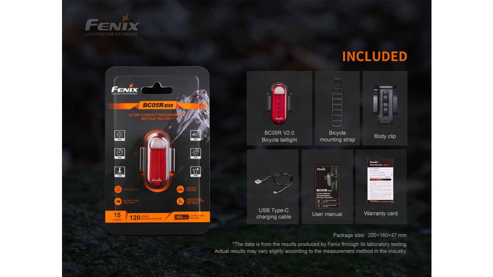 Fenix Lighting BC05R V2.0 Lithium Ion 15 Lumens Bike Lights