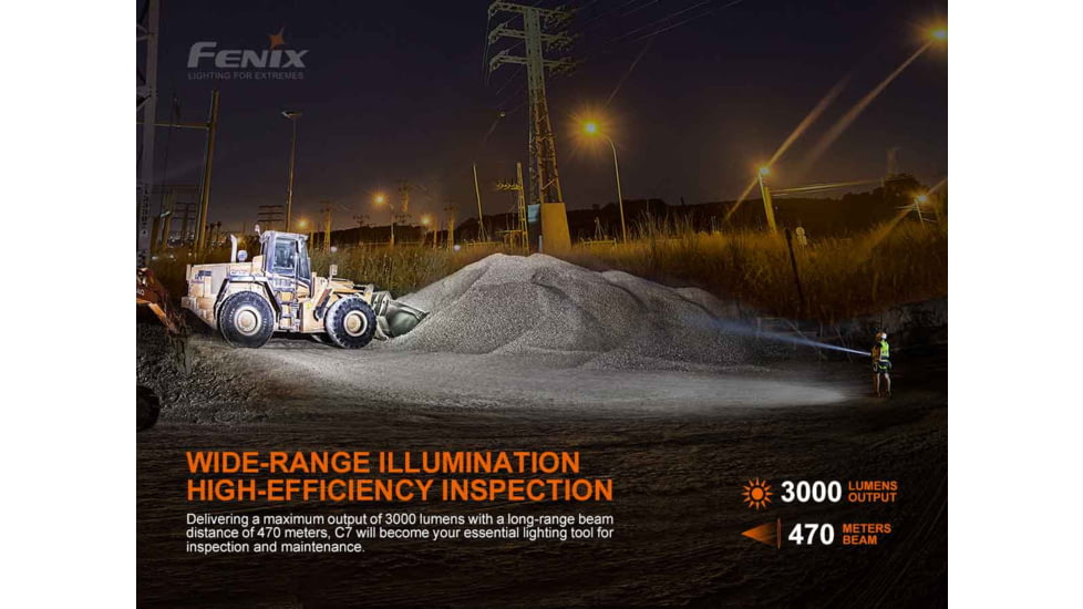 Fenix Lighting C7 Lithium Ion 3000 Lumens Luminus SST70 LED Flashlight, Black, C7STBK