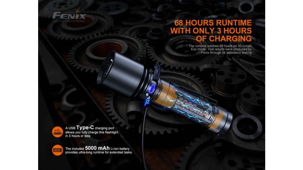 Fenix Lighting C7 Lithium Ion 3000 Lumens Luminus SST70 LED Flashlight, Black, C7STBK