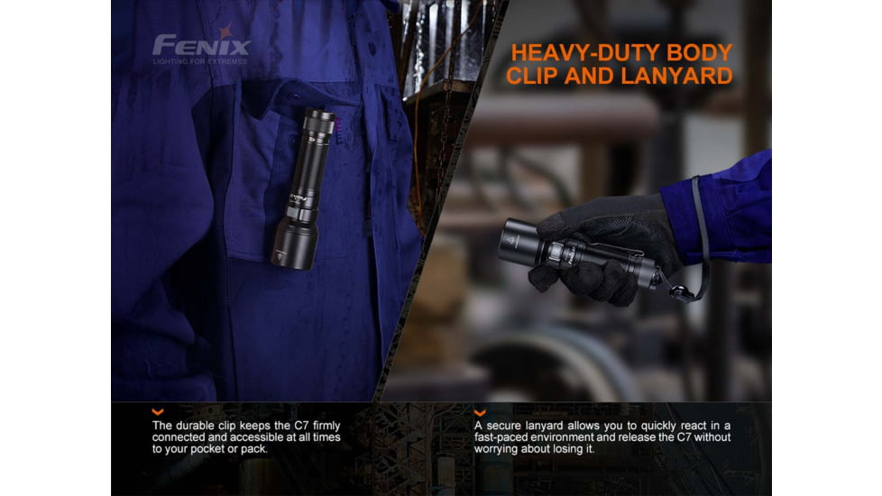 Fenix Lighting C7 Lithium Ion 3000 Lumens Luminus SST70 LED Flashlight, Black, C7STBK