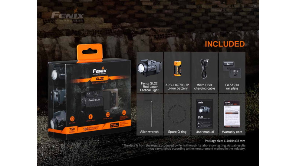 Fenix Lighting GL22 Lithium Ion 750 Lumens Luminus LED Flashlight, Black, GL22LSBK