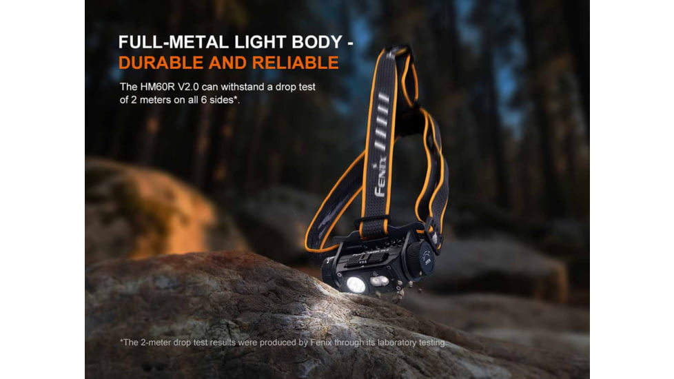 Fenix Lighting HM60R V2.0 Lithium Ion 1600 Lumens Luminus SST40-GEN2 LED, Luminus SST20-GEN2 High-CRI LED, OSRAM 2835 LED Headlamp, Black, HM60RV2BK