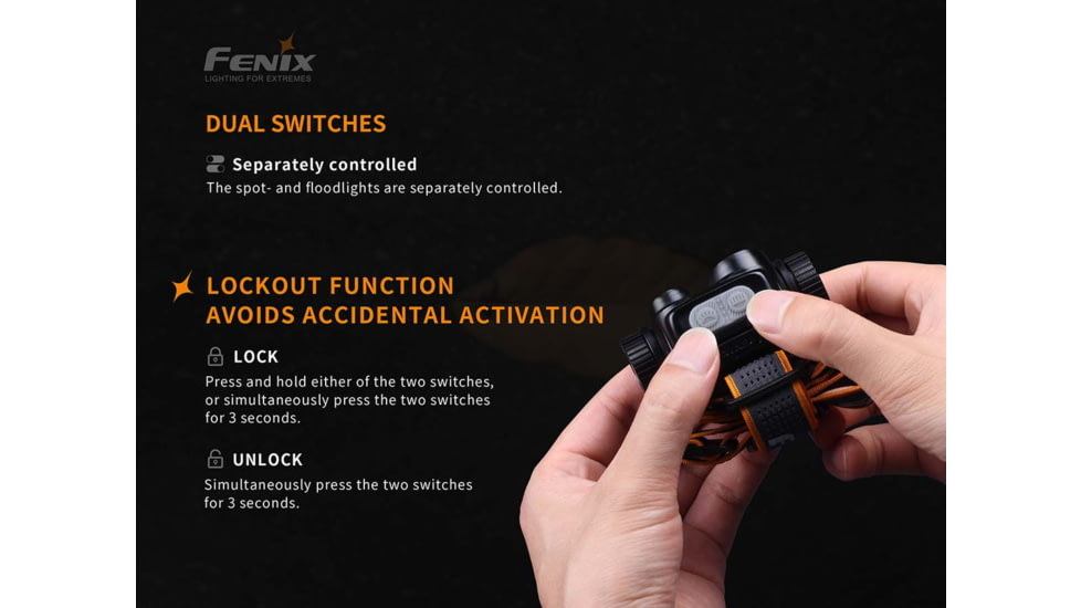 Fenix Lighting HM65R Lithium Ion 1400 Lumens Cree XM-L2 U2 , XP-G2 R5 LED Headlamp, Black, HM65RL2BK