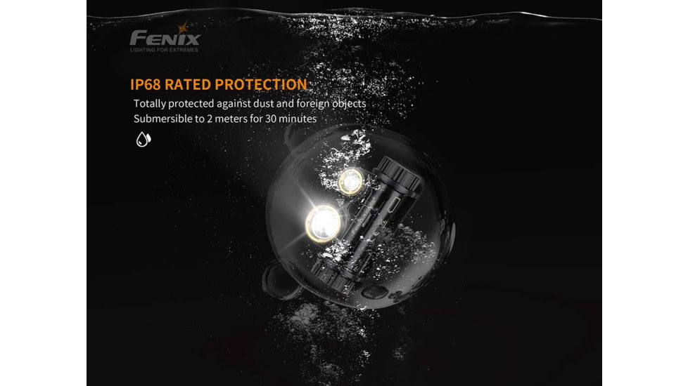 Fenix Lighting HM65R Lithium Ion 1400 Lumens Cree XM-L2 U2 , XP-G2 R5 LED Headlamp, Black, HM65RL2BK