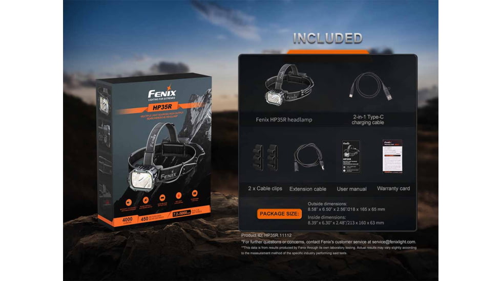 Fenix Lighting HP35R Lithium Ion 4000 Lumens XHP70 LED, Luminus SST20 LED Headlamp, Black, HP35RXBK